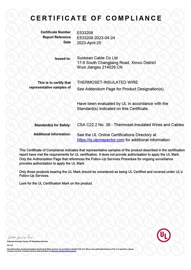 Certificat CSA C22.2 No.38